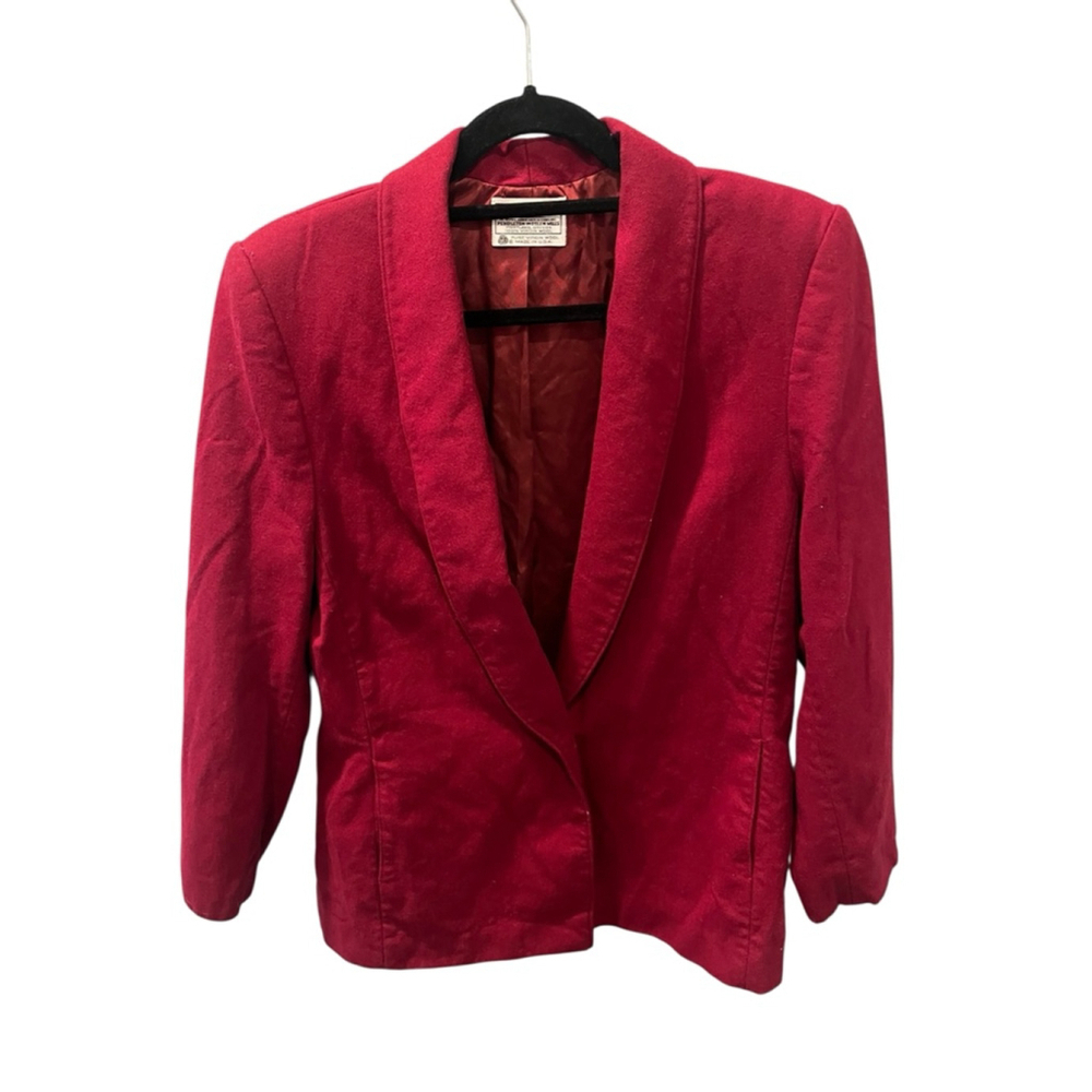 Miss Pendleton Vintage 100% Virgin Wool Made In USA Burgundy Blazer Size 12